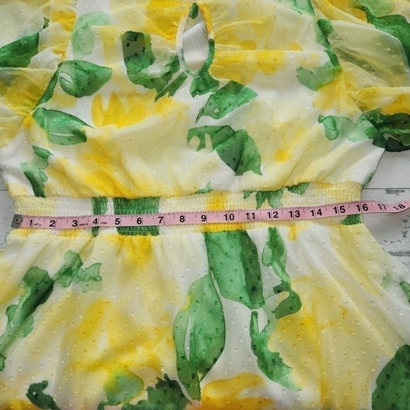 DKNY Flutter-Sleeve Clip-Dot Smock-Waist Dress Size 12 NWT - Picture 9 of 15